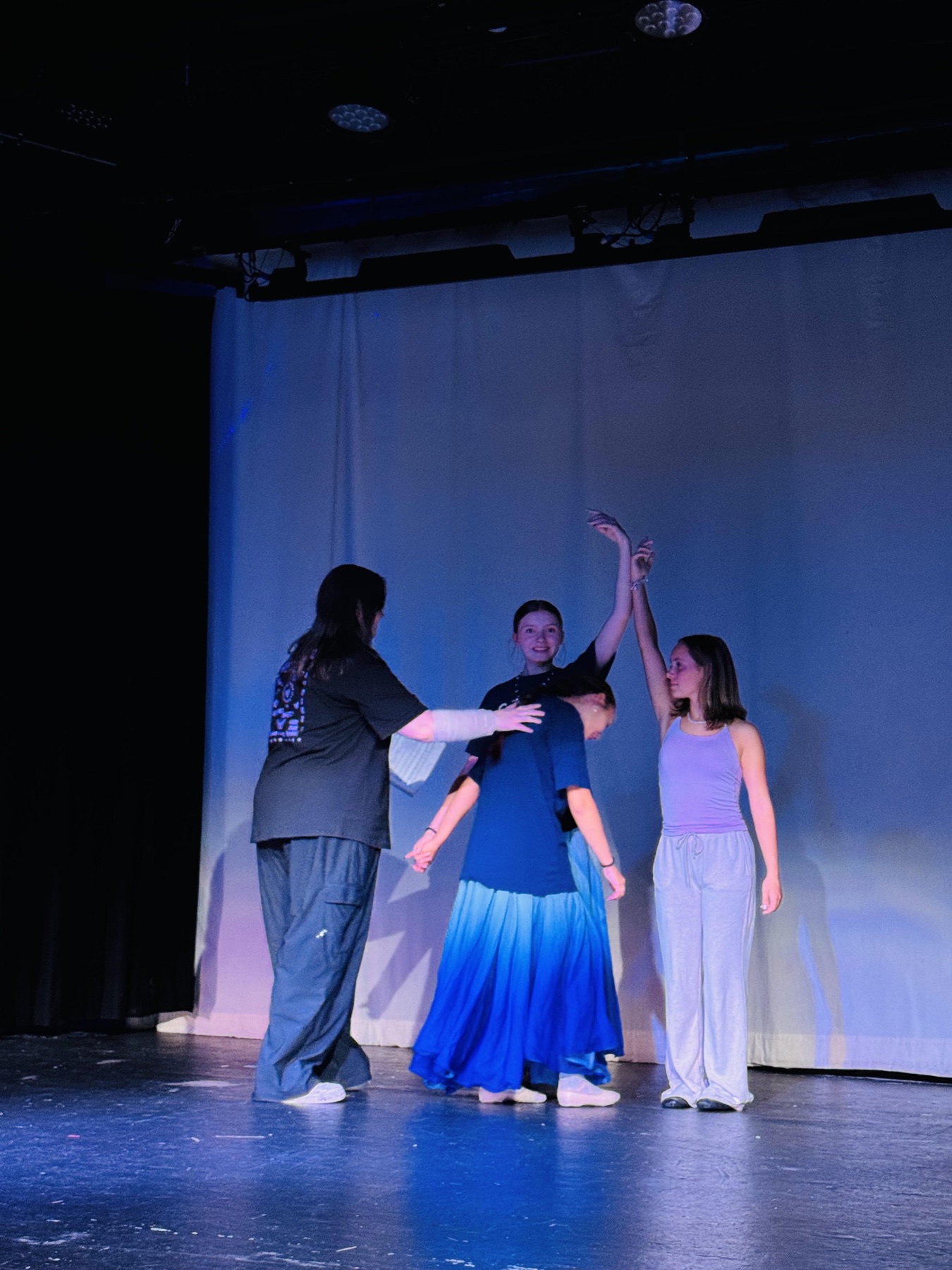 Abby Chaumont rehearses choreography with Katie Pierce, Raelynn McAlexander, and Allison Budnik for Anastasia